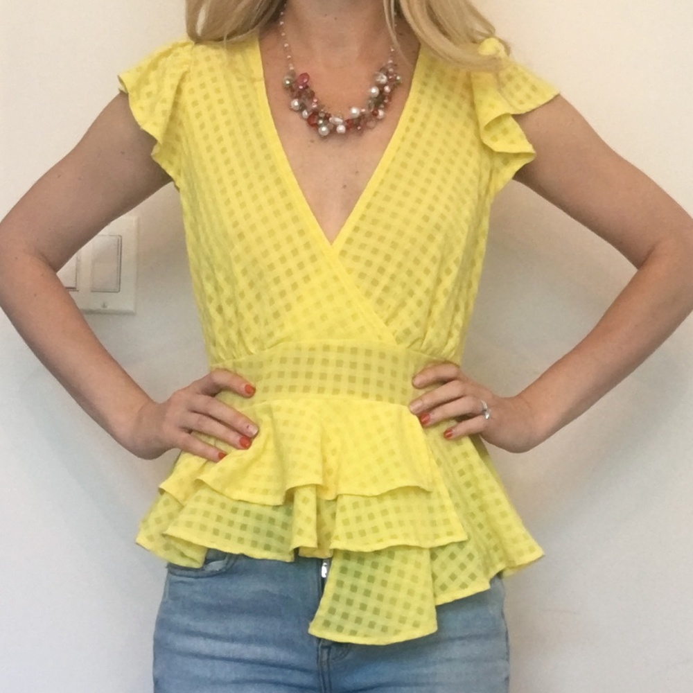 Yellow Peplum Ruffle Top
